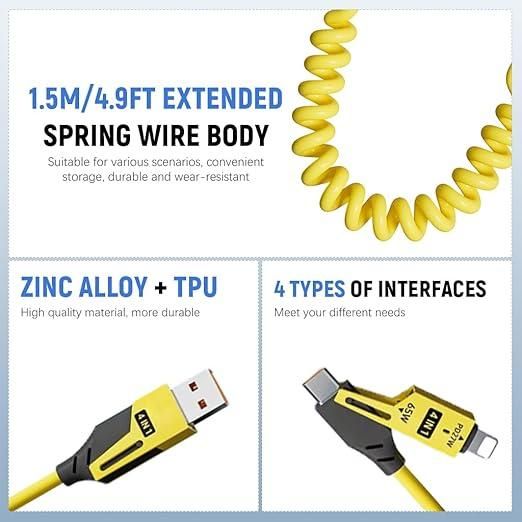 4-in-1 Spring Data Cable: Your Ultimate Charging Companion
